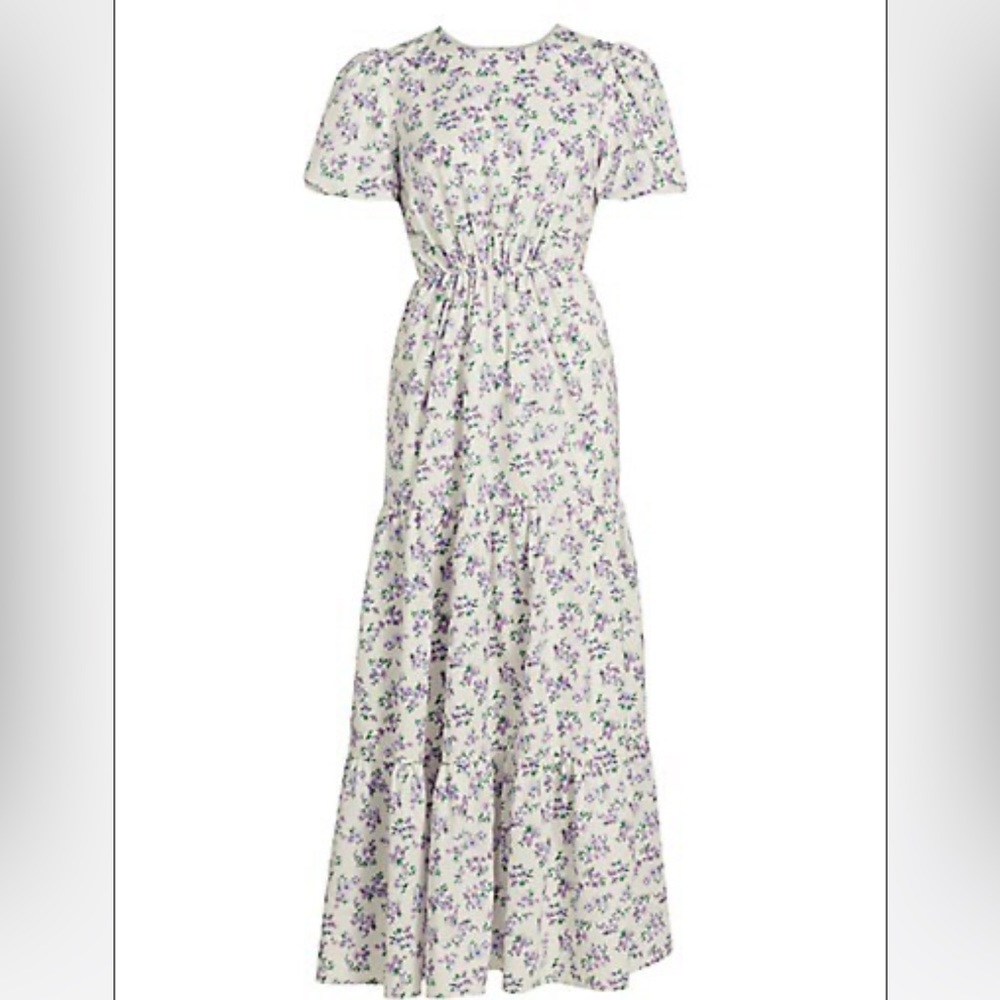 Wayf Plaza Tiered Cut-Out Maxi Dress - Lavender Ditsy Floral Print
